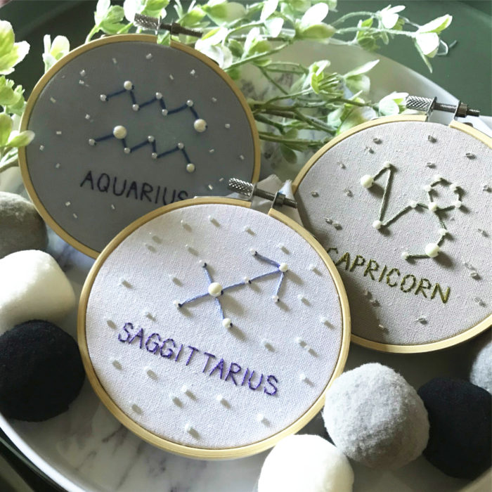 Aquarius Capricorn Sagittarius Embroidery