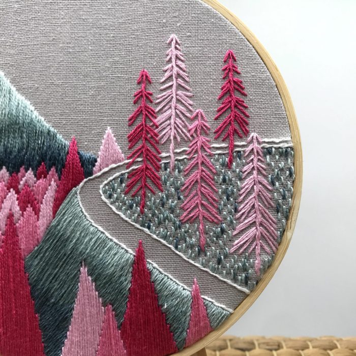 Pink forest embroidery3