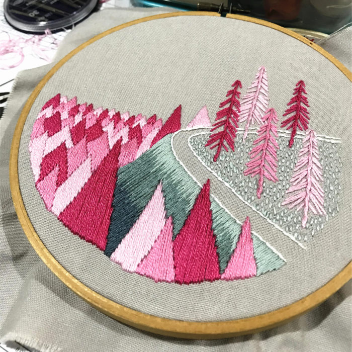 Pink forest embroidery4