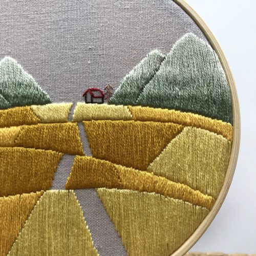 Yellow field path embroidery2