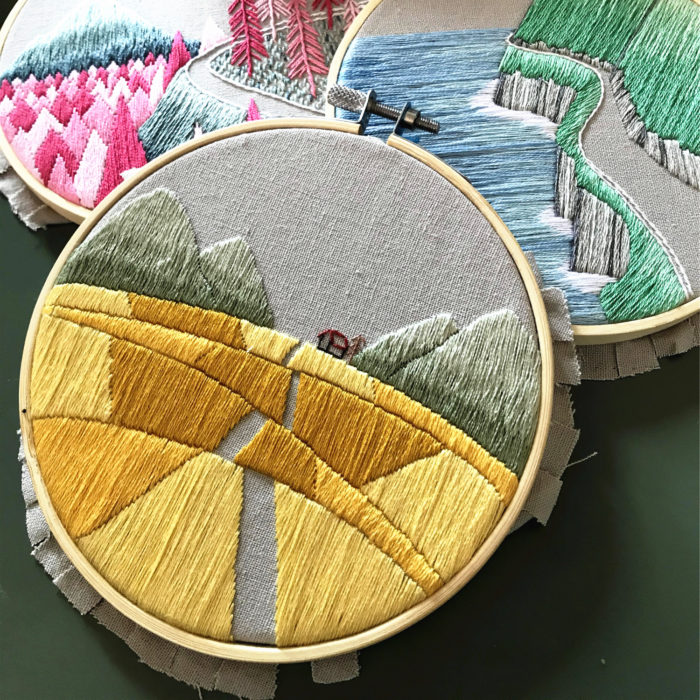 Yellow field path embroidery3